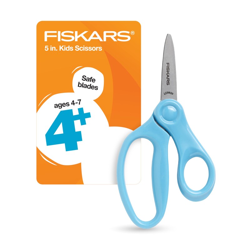 Fiskars 5" Pointed-Tip Scissors for Kids Ages 4-7, Scissors for