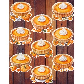 Handmade Fall Pumpkin Pie Vinyl Die Cut Stickers Set Scrapbooking Laptop Water Bottle