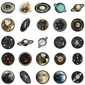 50Pcs Celestial Stickers Pack, Planet Moon Space Astronomy Sticker for Scrapbook Junk Journal Supplies Planner Laptop Luggage Home Decor, Waterproof Cosmic Galaxy Stickers for Students and Adults