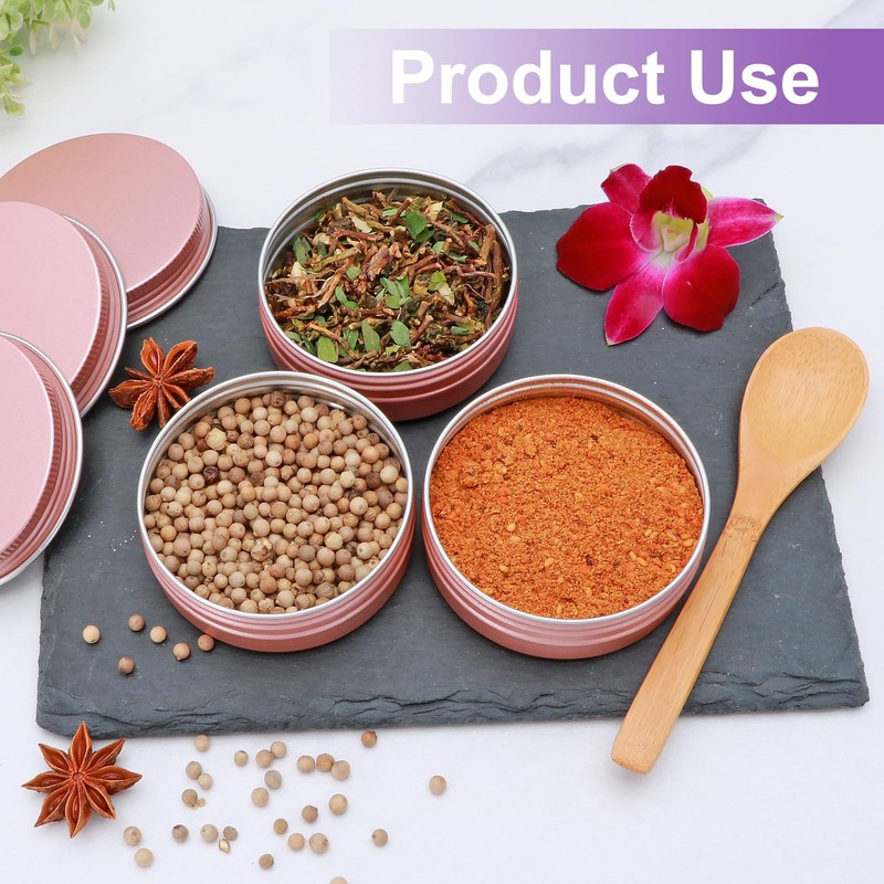 64Pack 2oz Rose Gold Aluminum Tin Jars, Metal Round Tins