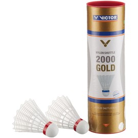 VICTOR Nylon Shuttlecock Shuttle 2000 6per Can, White / Red