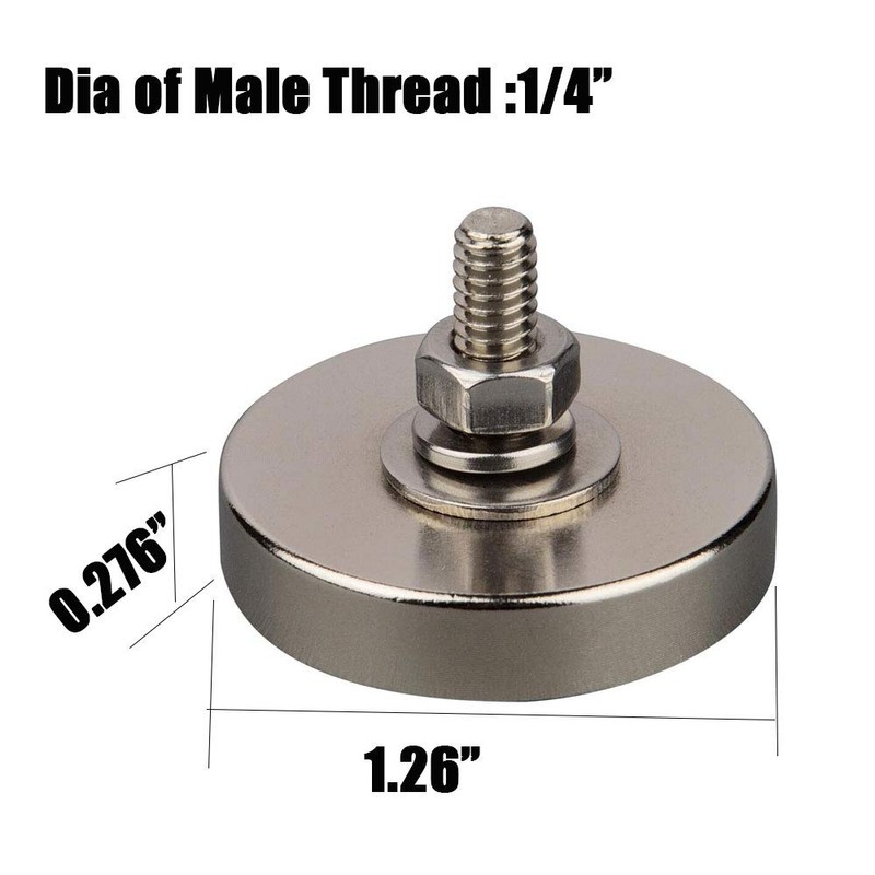 MUTUACTOR 4PCS Super Powerful Neodymium Round Magnet with 1/4''-20 Male
