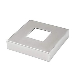 Stainless Steel 316 Grade Small Square Base Cover for 1-1/2" x 1-1/2" Post Fitting, Satin Finish
