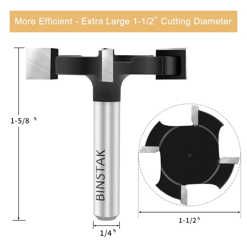 BINSTAK CNC Spoilboard Surfacing Router Bit 1/4 Inch Shank, Extra