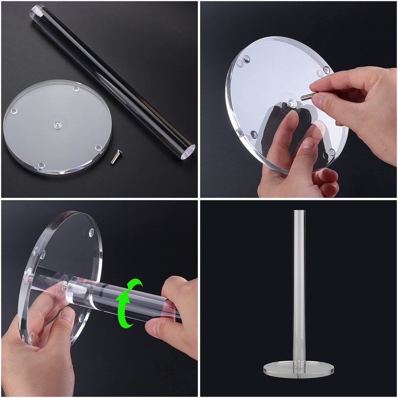 WORHE Paper Towel Holder Countertop Clear Acrylic 5.9" Diameter Thickening