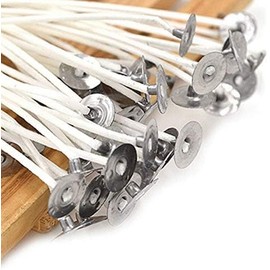 30Pcs 4 inch White Candle Wicks, Natural Cotton Low Smoke Candle Wicks Pre Waxed Candle Wicks for Soy Beeswax Candle Making