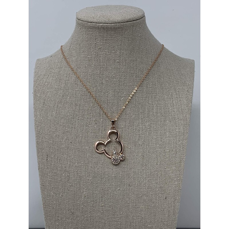 Mickey Pendant Necklace with Gems for Women & Girls (Rose