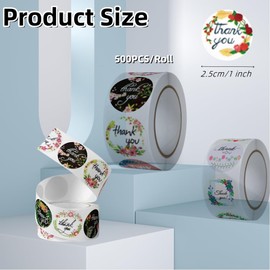 Thank You Stickers 1000 Pcs 1 Inch Thank You Stickers for Envelope Seals Small Business Labels Multicolor, Self-Adhesive, Waterproof for Packaging