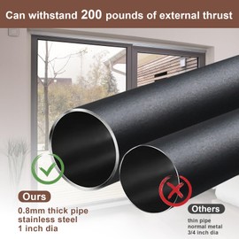 BeBecome Sliding Door Security Bar，17-50 inch Adjustable Patio Door Security bar with Rubber Tips Apartment Bedroom Bottom of Door Heavy Duty Interior Black