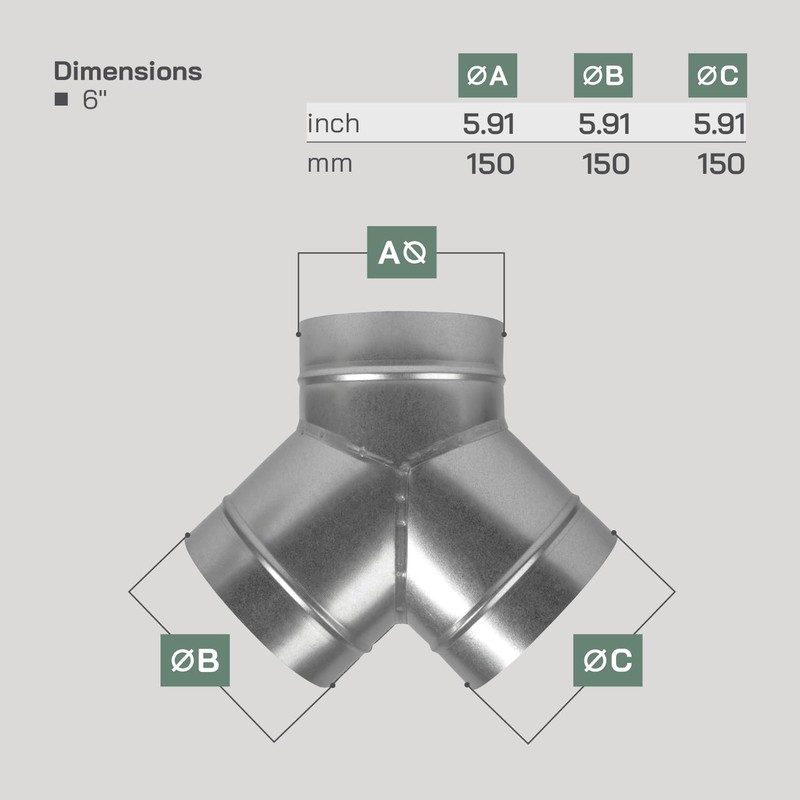 Vent Systems 6" Inch Duct Connector – Heavy-Duty Galvanized Steel