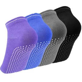 4 Pairs Yoga Socks for Women|Unisex Non Slip Yoga Reformer Pilates Socks Women|H HOME-MART Pilates Grip Socks Grippy Socks Full Toe Ankle Grip Yoga Sock for Yoga, Pilates