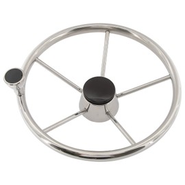 NovelBee 5 Spoke Dia.11" Stainless Steel Boat Steering Wheel with Control Knob and Cap