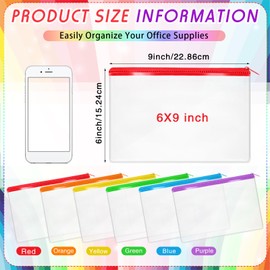 Feifeiya 60 Pcs Clear PVC Pencil Pouch Bulk 8.66 x 5.71 Inch Soft Pencil Case Bag Transparent Zipper Pouch for Kids Girls Boys School Supplies Travel Storage (Colorful)