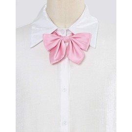 Allegra K Women's Pre-tied Solid Color Bowknot Bowties School Uniform Bow Tie Pink One Size