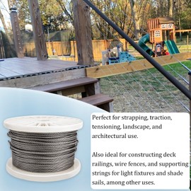 1/8 inch Stainless Steel Cable for Deck Railing, T316 Stainless Steel Cable, Stainless Steel Aircraft Cable 1/8 Inch-300Ft-7x7 Strand Core, Come with Cutter, for Deck Railing Stair Cabling