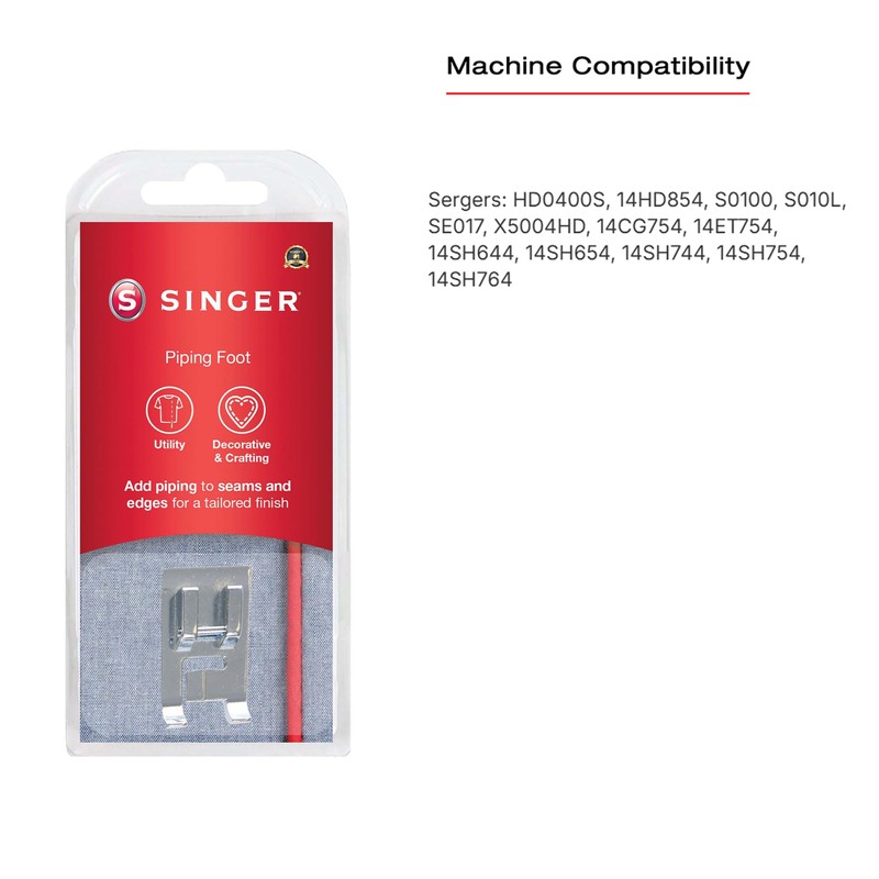 SINGER Piping Presser Foot | Tailored Seams & Edges |