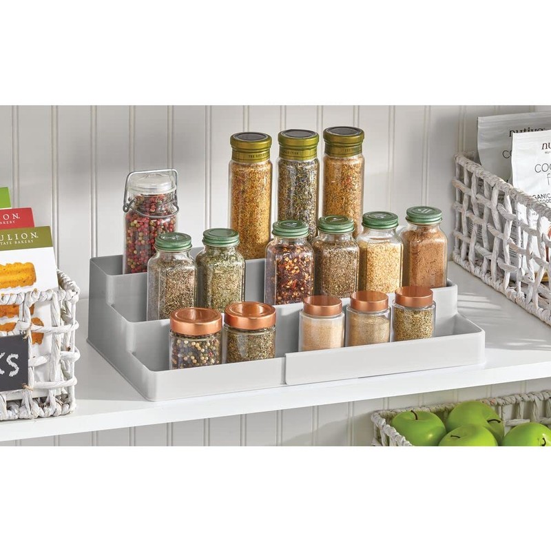 mDesign Spice Rack for Kitchen Cupboard and Worktop - Extendable