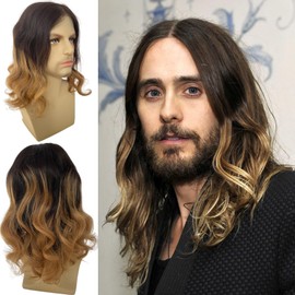 Voloria Toupee for Men 100% European Human Hair 5”X5”Swiss Lace Front Men Hairpieces Glueless Men's Hair Replacement System Wigs 150% Density (Dark Brown Ombre 27# Color, 14INCH)