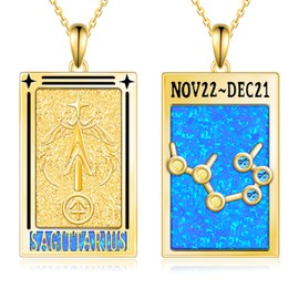 Zodiac Sign Necklace for Women 925 Sterling Silver Zodiac Pendant Tarot Card necklace 12 Constellation Pendant Necklace for Women Birthstone Necklace Jewelry Birthday Gifts (SAGITTARIUS)