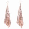 Rectangle Dangle Lightweight Mesh Tassel Sequin Long Drop Earrings (Rose