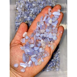 Bulk 1lbs Bag of Agate - Blue Lace Agate Polished Chips, Gemstone Chips