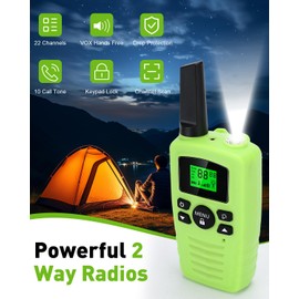 Ciphersmesh Walkie Talkies Long Range for Adult, UT518 Two Way Radios with FRS 22 Channels, LED Flashlight, LCD Display, Calling Tones, VOX for Family Business Hiking Camping 2 Pack