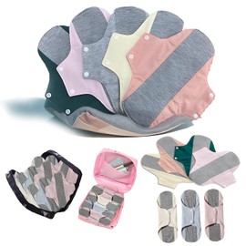 12 Pcs Toallas Femeninas Reutilizables,servilletas Menstruales,Con 2 Bolsas De Almacenamiento Puede Usar, Para Flujo Ligero Y Medio Pesado Y Almohadilla De Tela De Noche Con Bolsa Húmeda