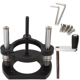 KETIPED Adjustable Router Lift for 65mm Diameter Universal Trimming Machine,Aluminum Under-Table Router Base for Router Table Insert Base Plate with Double Stainless Steel Support Rod,MG-061BK