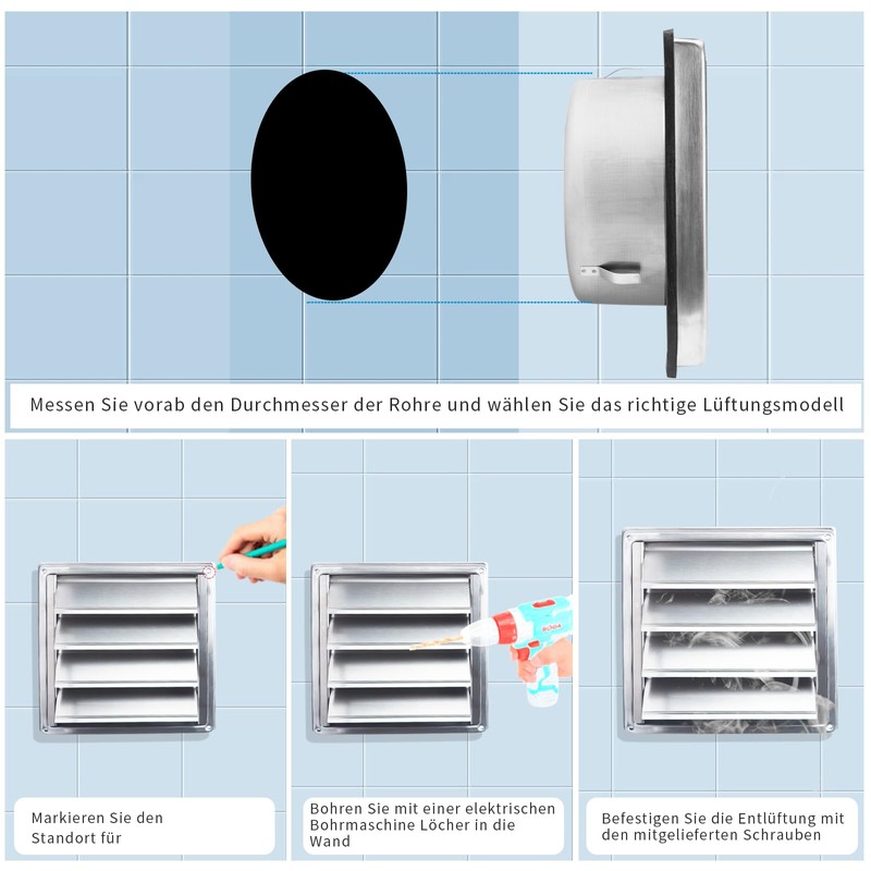 Dazhtu 125 mm Ventilation Grille with Check Flap, Slats and