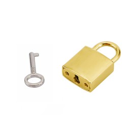 Mini Metal Lock - Zinc Replacement Pad-Lock with Keys, Mirror Glossy (Gold)