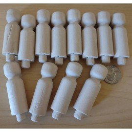 2-1/4" Unfinished Wooden Toy Doll People w/ Peg Tenon 12pc Packs Lot #TP01