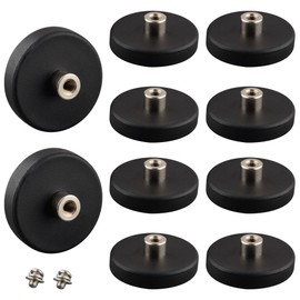 ULIBERMAGNET 10Pack Anti-Scratch Neodymium Magnet with Rubber Coated and M4 Female Thread,Super Strong Magnetic Mounting for Lighting,Camera,Tools and equipement