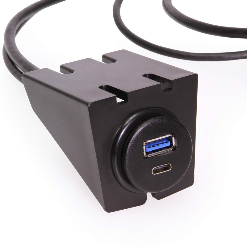 3ft USB-C to USB-A Extension Cable - Panel Mount for
