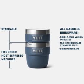 YETI Rambler 4 oz Stackable Cup, Stainless Steel, Vacuum Insulated Espresso/Coffee Cup, 2 Pack, Black Forest Green