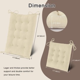 OVOV Thick Rocking Chair Cushion Warm Tufted Rocking Chair Pads Set of 2 with Ties High Back and Seat Cushion Suitable for Indoor White