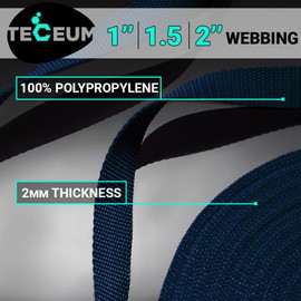 TECEUM 2 Inch Webbing – Navy Blue – 10 Yards – 2” Heavy-Duty Wide Webbing for Climbing Outdoors Indoors Crafting DIY nw