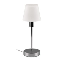 Trio Leuchten Luis II 595700106 Table Lamp Chrome Metal White Satinised Glass Excl. 1x E14 On/Off Touch