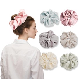 6Pcs Big scrunchies for women,7.48 inch large hair ties no damage,Satin Silk Scrunchies for Hair,Soft silk hair ties for Women and Girls