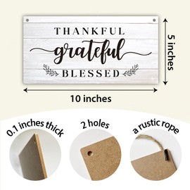 Blessed Signs for Home Decor Wood Hanging Plaque, Thankful Grateful Blessed Wall Decor Christian Religion Gifts for Women Men Scripture Wall Art for Living Room Bedroom Kitchen Housewarming Gift-25