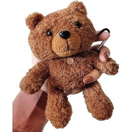 SGVAHY Furry Case for AirPods 4 Funny Cute 3D Cartoon Plush Design Bear Brown Soft Warm Fluffy Cover with Keychain Kawaii Anti-Fall Protective Case Women Girls