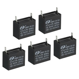 PATIKIL CBB61 Ceiling Fan Capacitor, 5Pcs 4uF 450V AC 50/60HZ Single Insert with 2pins for Air Conditioner Fan Motor Star Run Capacitors 38 x 32 x 31mm