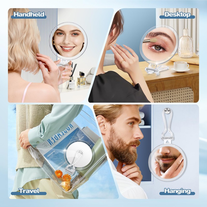 40X Magnifying Mirror for Travel with Handle, Double-Sided 1X/40X Magnification