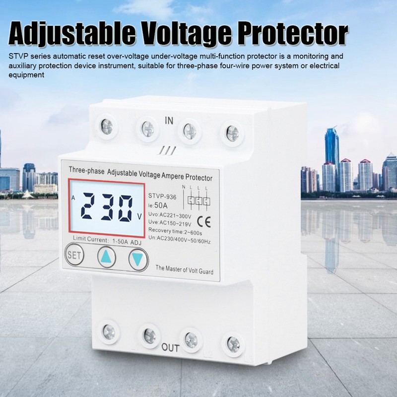 Adjustable Voltage Protector 3Phase LCD Multifunctional SelfResetting STVP936 230v 400V