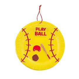 Fun Express Softball Paper Plate Lacing Craft Kit Makes 12