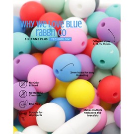 Blue Rabbit Co Silicone Beads for Keychain Making, Necklace, Bracelet, Medium Bulk Beads & Bead Assortments, Silicon Beads (12mm, 200PC, Original)
