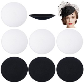 BENECREAT 8Pcs 2 Color Cloth Round Fascinator Hat Base, White Black Sinamay Hat Fascinator Base Craft for Millinery Magic, 110x3mm