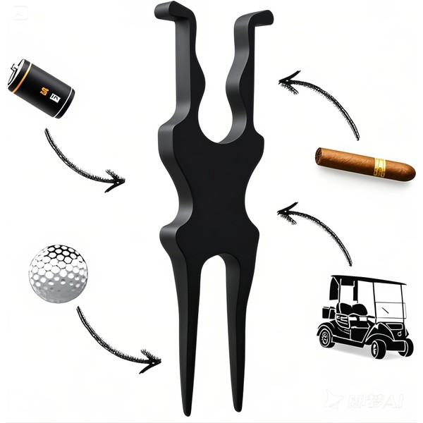 Golf Multi-Tool for Golf Cart Holder, Divot Repair Tool, Ball