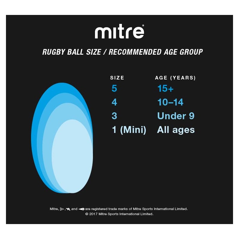 Mitre Grid Rugby Ball Size 5 Extra Strong Lining, Full