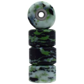 Teak Tuning Apex All Terrain Polymer (ATP) Digital Swirls Fingerboard Wheels - New Street Shape, 65D - 7.7mm Diameter - ABEC-9 Stealth Bearings - Zombie Swirl Colorway
