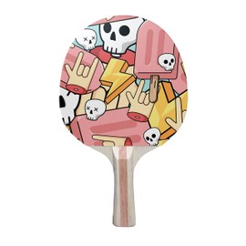TigerTail Sports Pop Rock Colorful Design Ping Pong Paddle, Premium 5 Ply Table Tennis Racket (Black on Back)